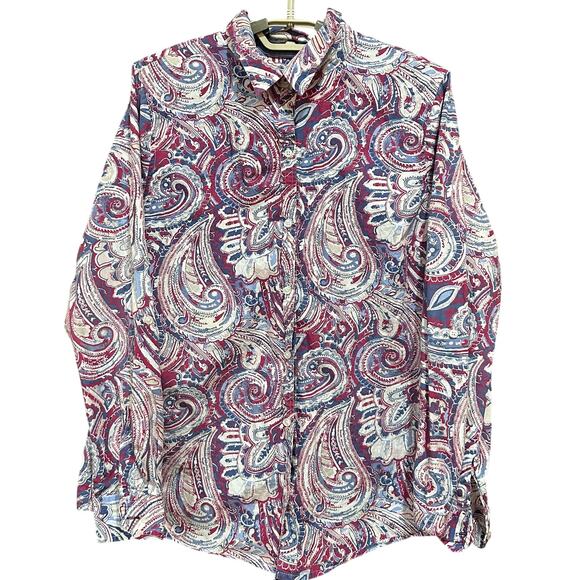 Charter Club Tops - Charter Club Womens Shirt 12 Pink Blue Paisley Button Up Relaxed Fit Long Sleeve